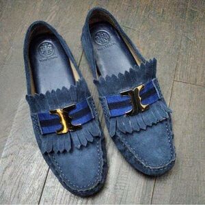 Tory Burch-Blue Suede Gemini Loafers-women’s 9